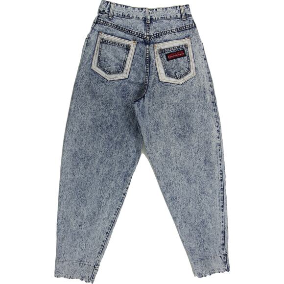 80s Vintage Acid Wash Mom Rocker Grunge High Waisted Glam Rock Denim Jeans 26 - Picture 4 of 11